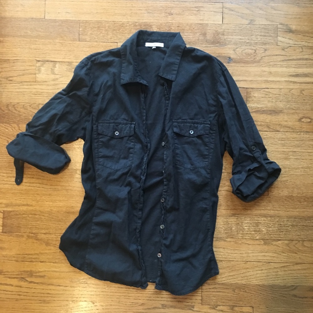 James Perse Too Blouse Button Down Top Size 4